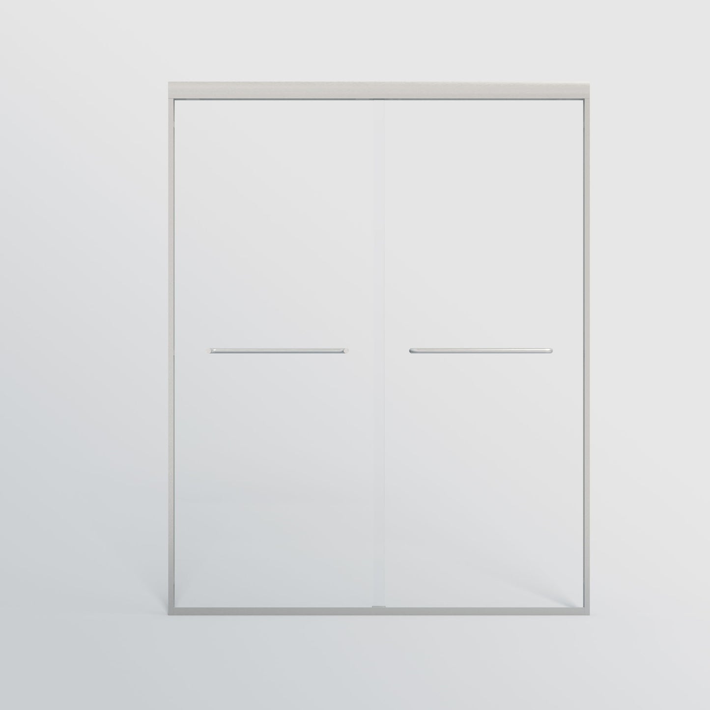 Double Sliding Shower Door, Semi-Frameless Bypass Bathroom Sliding Door With 1/4" (6 Mm) Tempered Glass For Walk-In Shower