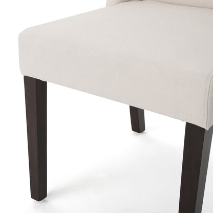 Modern Wingback Dining Chair (Set of 2) With Upholstered - Ivory