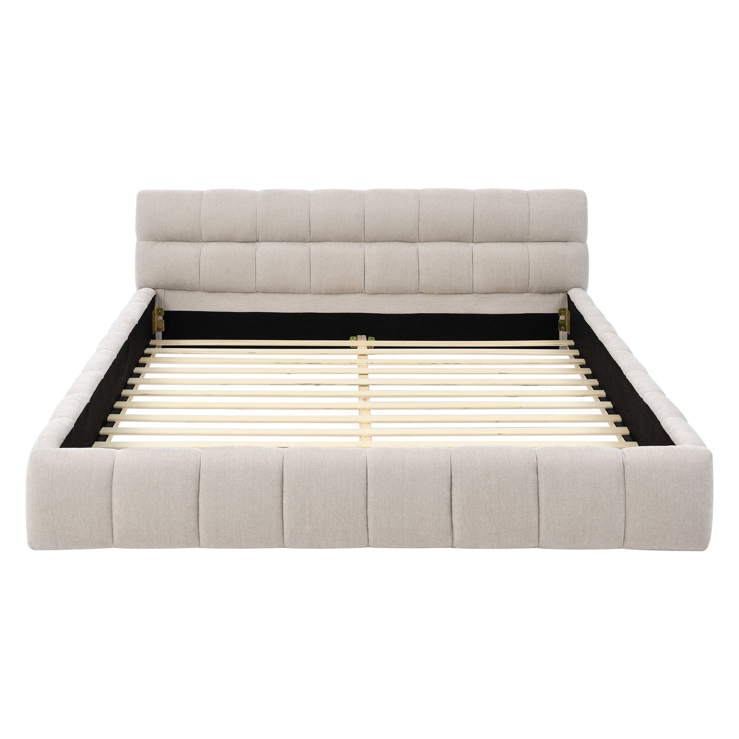 Modern Platform Bed Frame With Thick Fabric