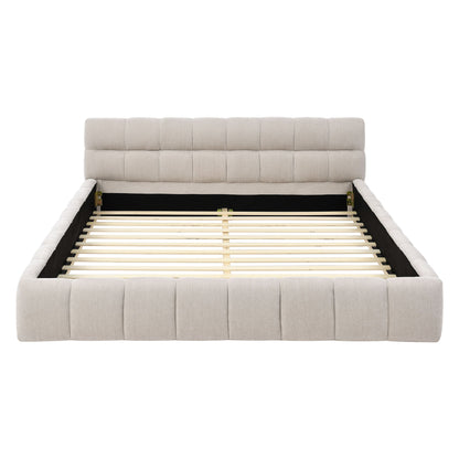 Modern Platform Bed Frame With Thick Fabric