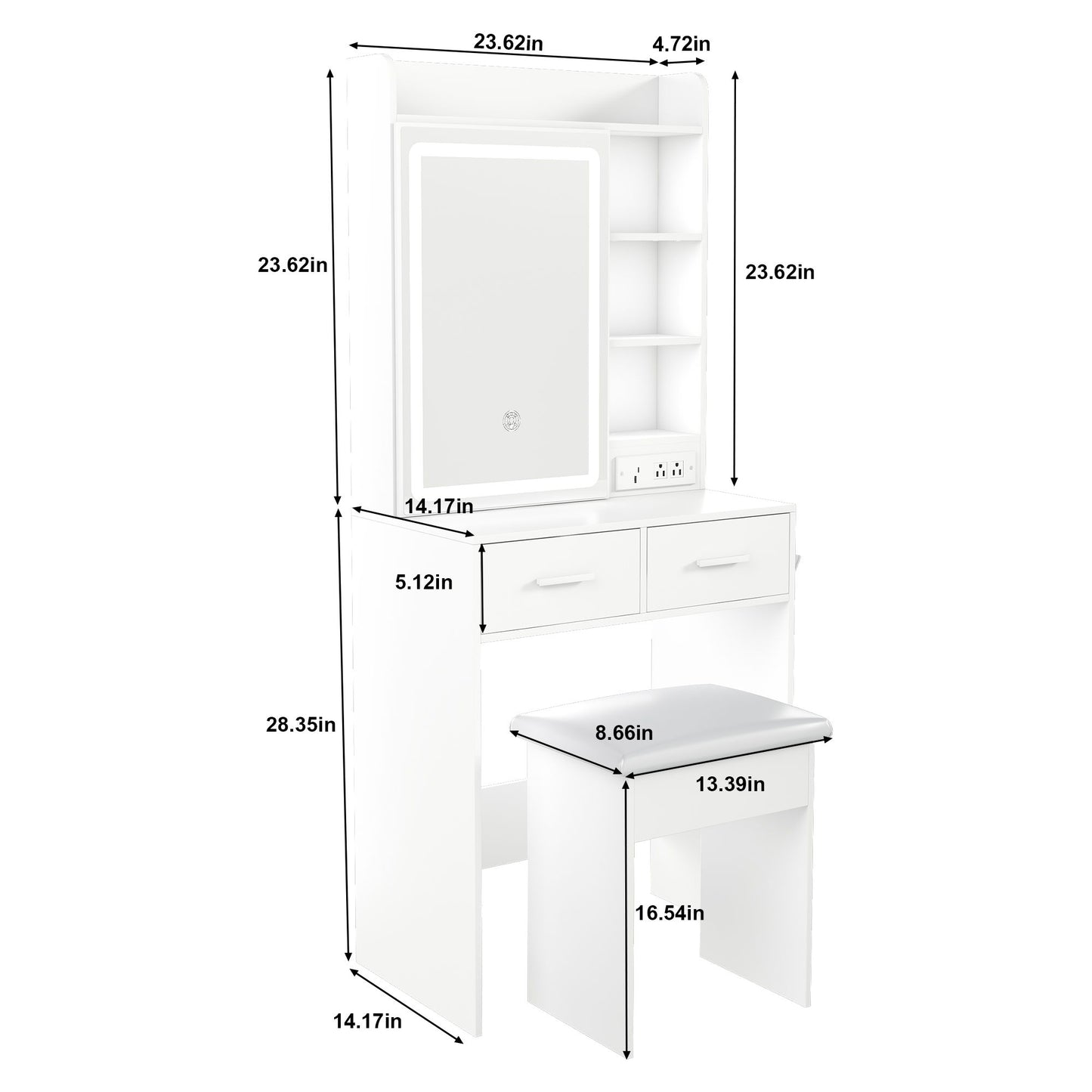 Small Makeup Vanity Desk With Adjustable LED Lights