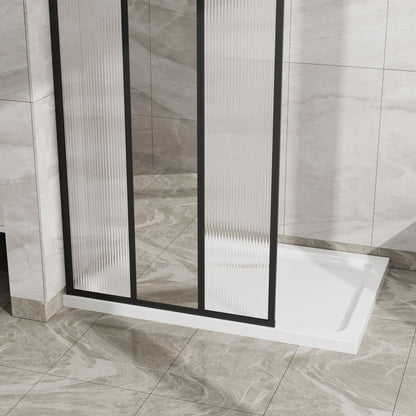 Shower Door With Center Mirror And Fluted Panels