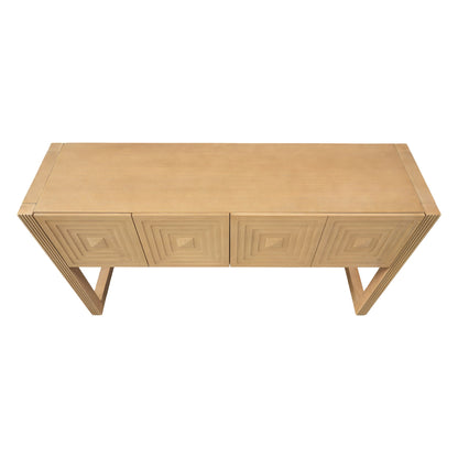 Geometric Carved Console Table With 3 Soft Close Drawers