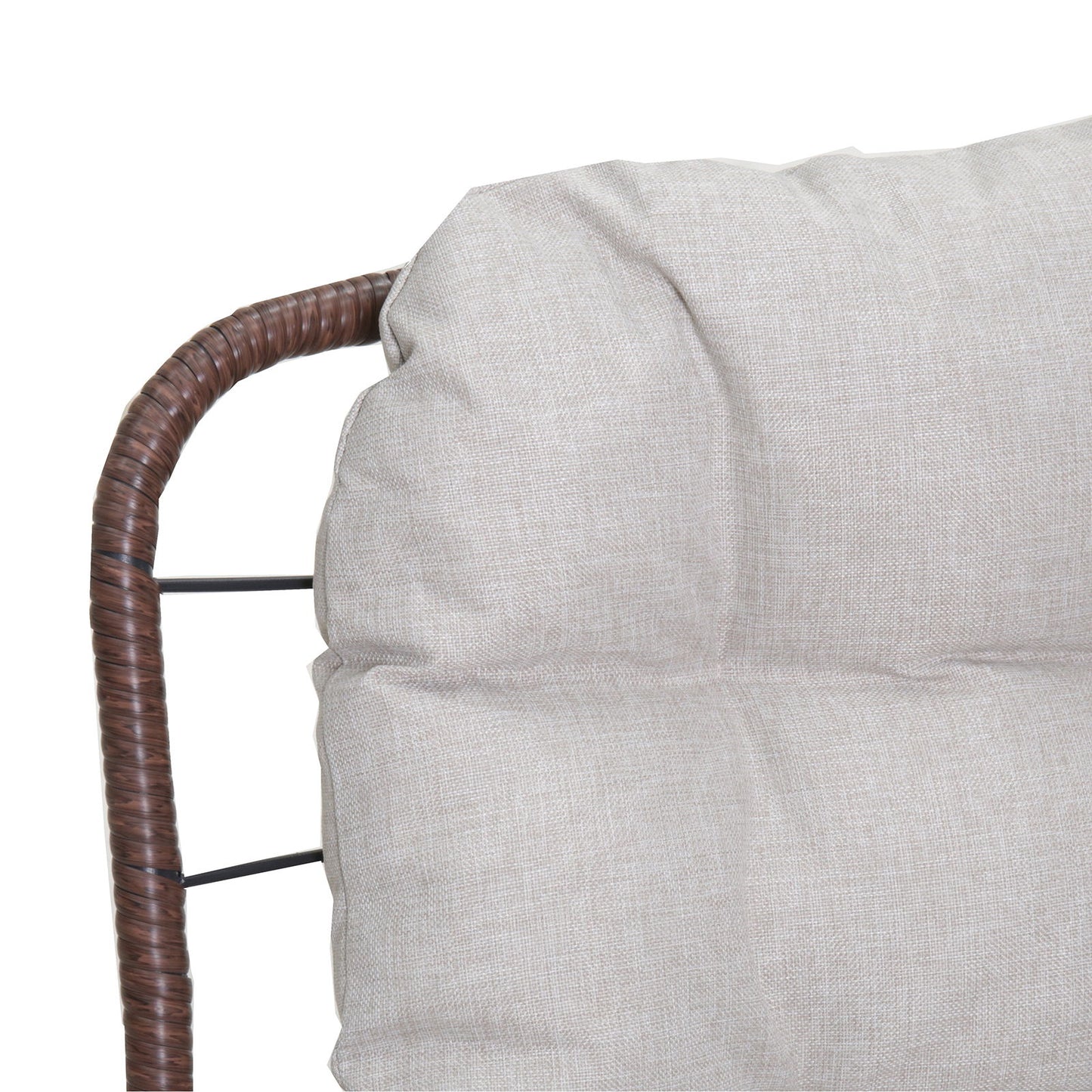 Patio Loveseat Sofa With Extra Thick Tufted Cushion - Brown