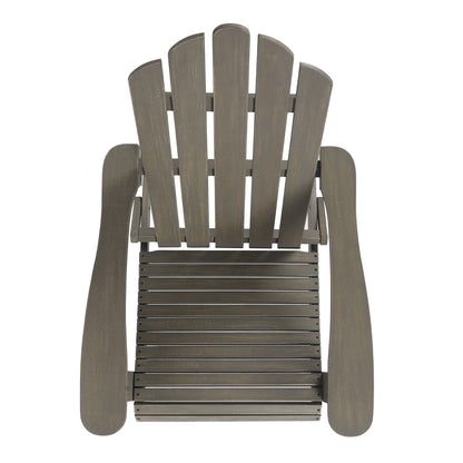 Outdoor Foldable Adirondack Chair With Hand Crafted Details - Gray