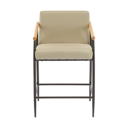 Counter Stool Set With Espresso Metal Frame - Khaki