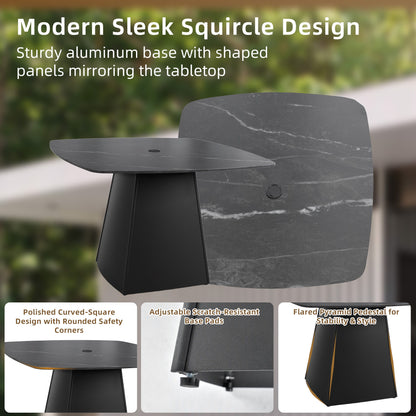 Rounded Square Outdoor Pedestal Dining Table