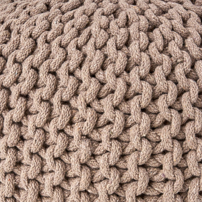 Moro - Knitted Round Pouf With Pumpkin Shape