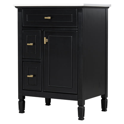 Modern Bathroom Vanity With Sink, Flip Drawer, 2 Drawers, Adjustable Shelf