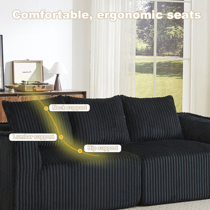 Minimalist 3 Seater Sofa With Curved Lines And Gently Sloped Backrest