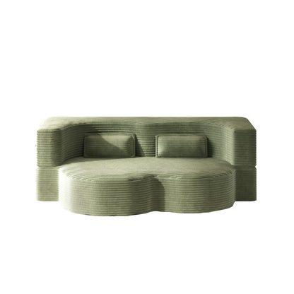 Modern Floor Sofa With 2 Pillows, Convertible Twin Size Folding Mattress For Living Room