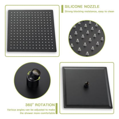 10" Square Dual Shower Head System Wall Mounted With Rough In Valve Modern Bathroom Fixture