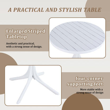 4 Piece Set Of Modern Striped Color Blocking Single Chairs With Round Table