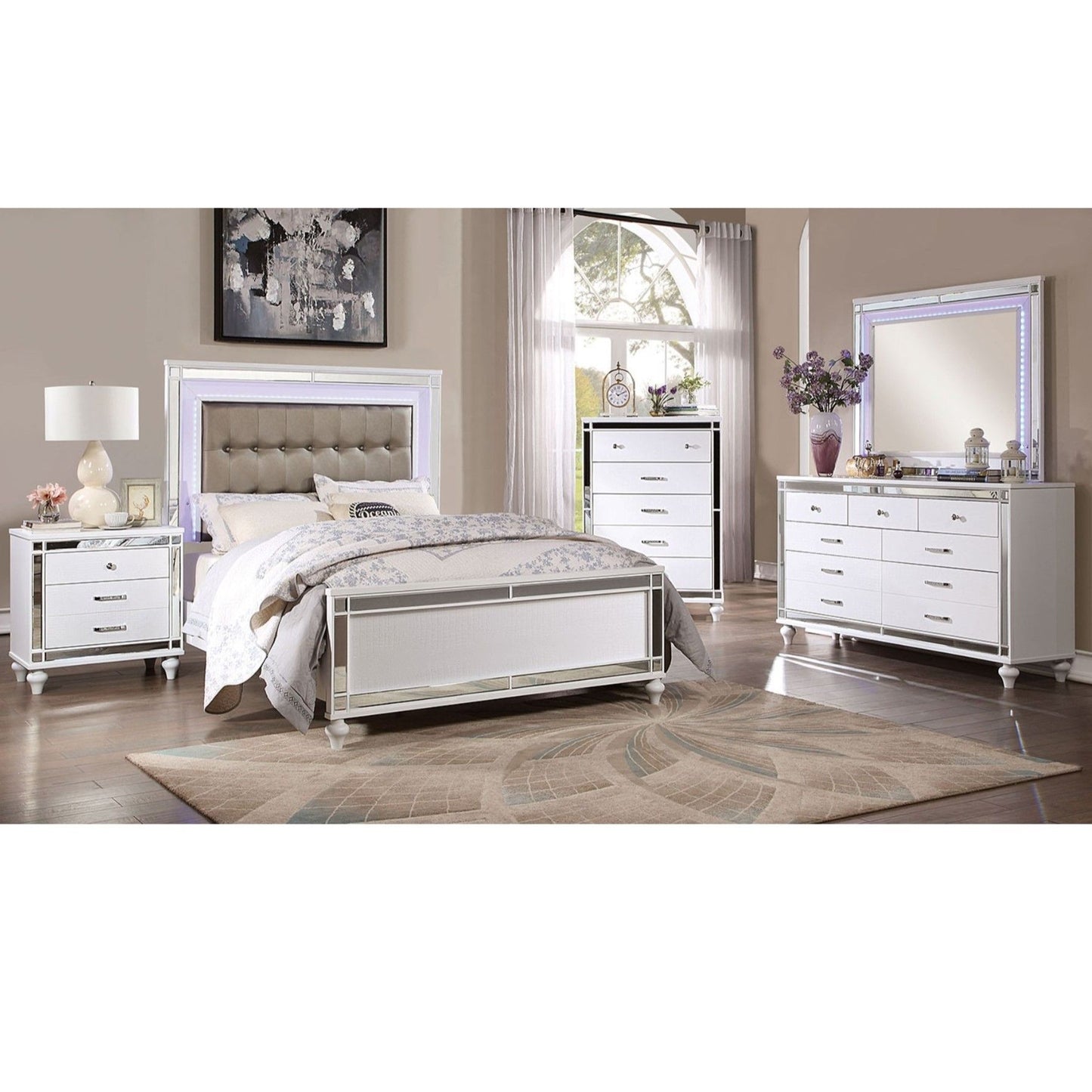 Contemporary Nightstand With Crocodile Textured Trim