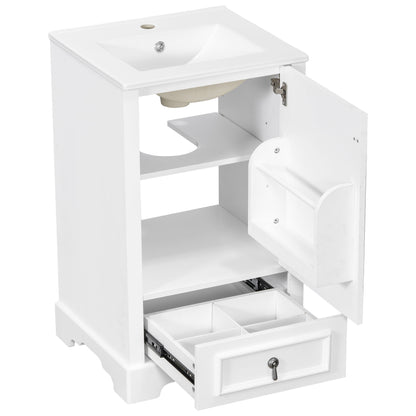 Bathroom Vanity With Sink, Soft Close Door, Adjustable U-Shaped Shelf