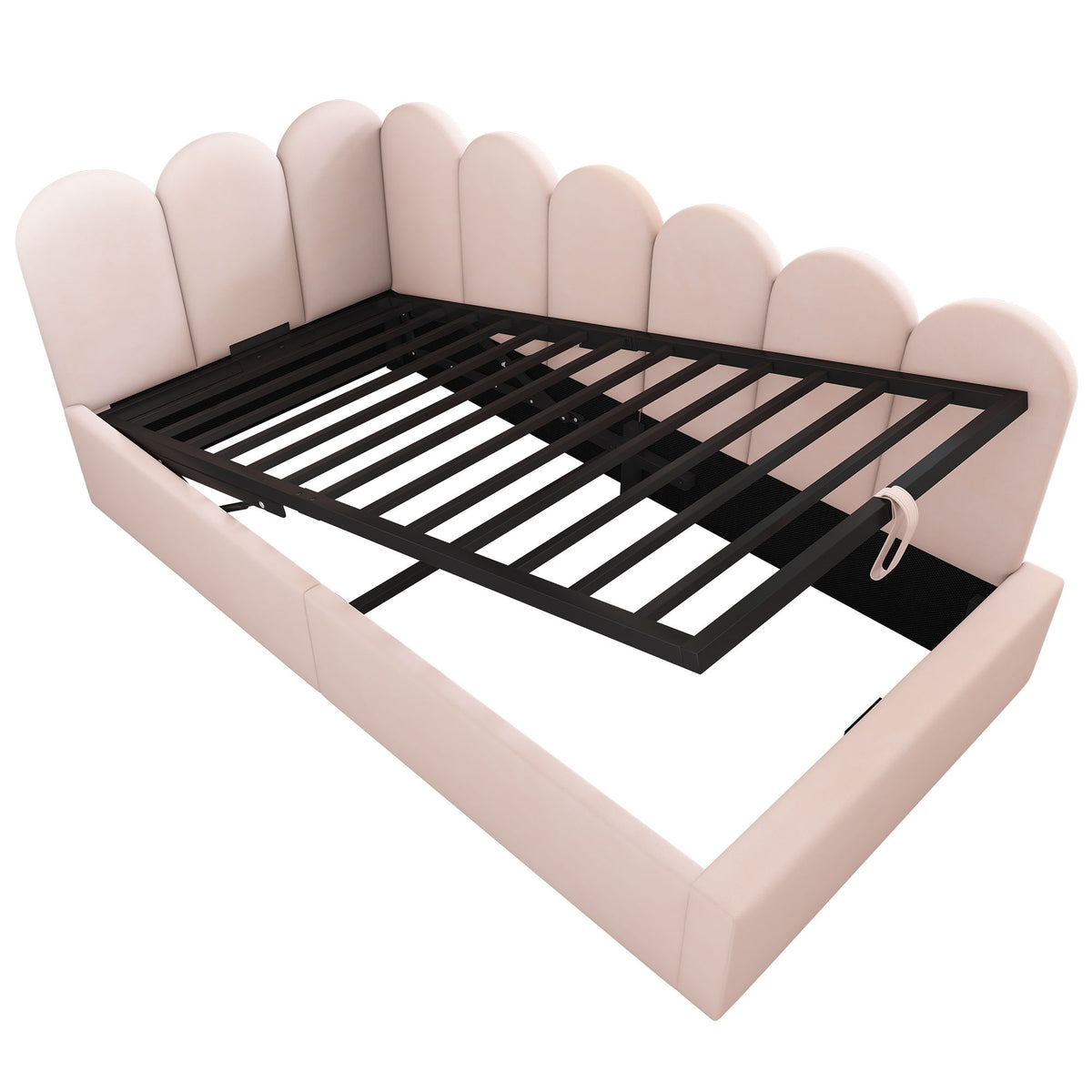 Upholstered Daybed With Metal Slatted Base