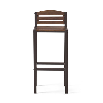 Outdoor Barstool With Slat Panel Design (Set of 2) - Dark Brown