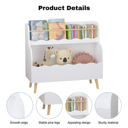 Kids Bookcase, Children Book Organizer Toy Storage Cabinet - White