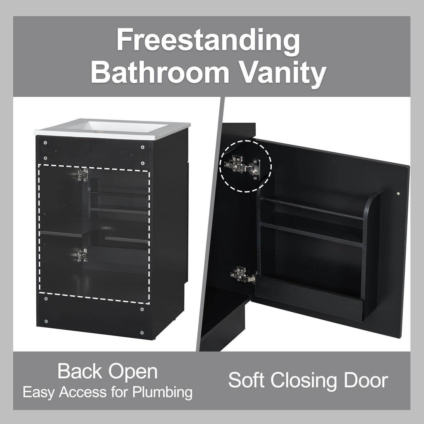 Bathroom Vanity With Sink, Cabinet With Adjustable Shelf