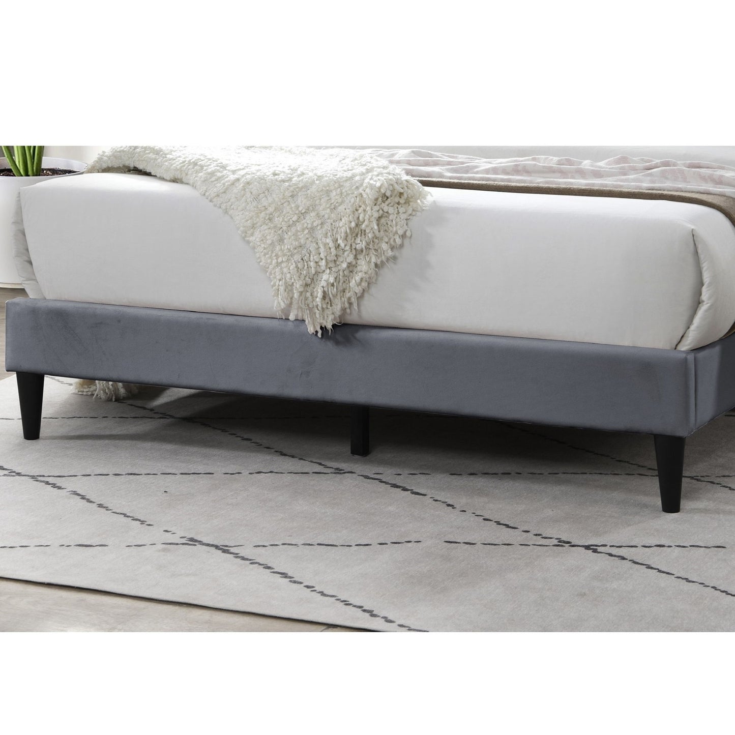 Elegant Bed With Upholstered Headboard, Platform Base