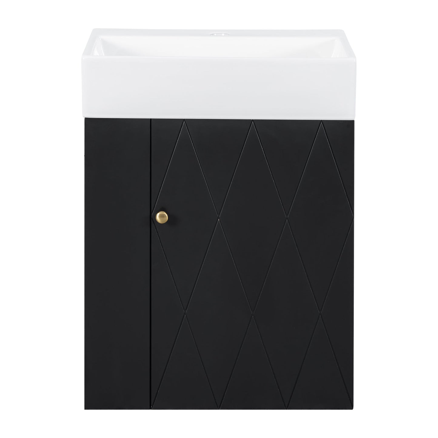 Modern Bathroom Vanity With Sink, Diamond Pattern Doors