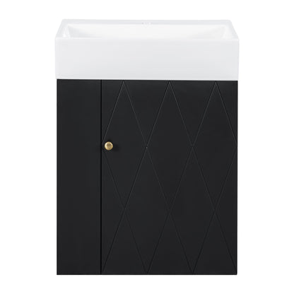 Modern Bathroom Vanity With Sink, Diamond Pattern Doors