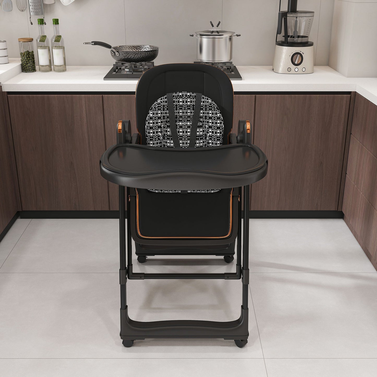 Convertible Baby High Chair To Rocker With 5 Point Harness