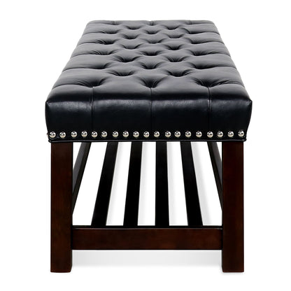 Bedroom End Of Bed Bench Tufted Upholstered End Of Bed Bench End Of Bed Entrance Shoe Bench With Nailhead Trim And Shelf Bedroom Upholstered Bench Living Room Shoe Rack Footstool