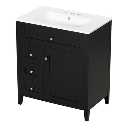 Bathroom Vanity With Sink, 3 Drawers And Adjustable Shelf, Freestanding Storage Unit