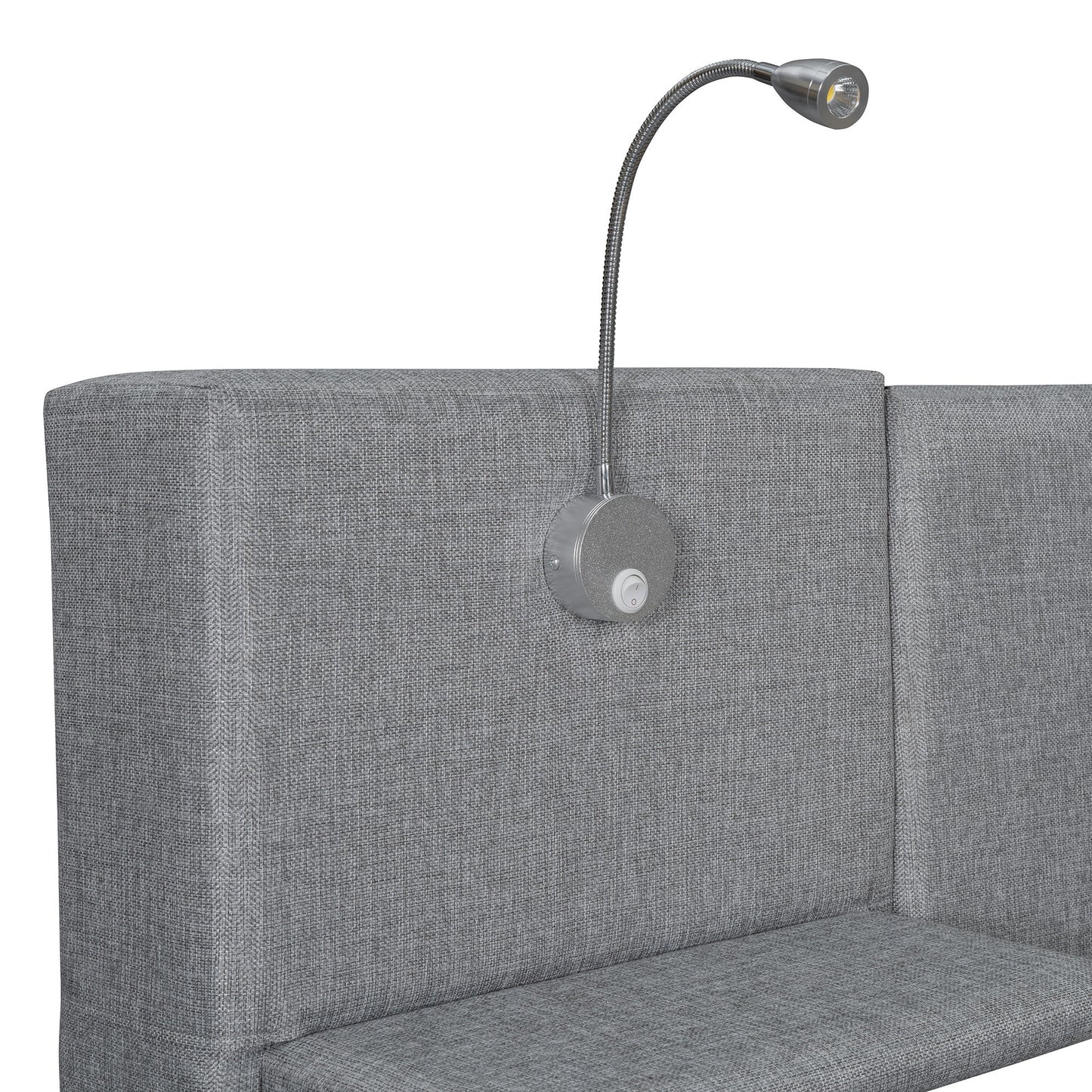 Upholstered Platform Bed With Reading Lights, Drawers, Trundle And Shelves