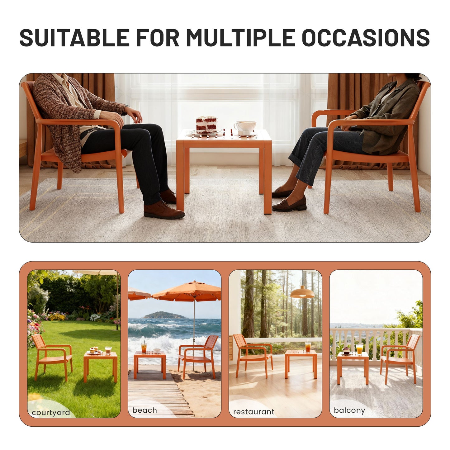 3 Piece Indoor / Outdoor Leisure Table And Chair Set