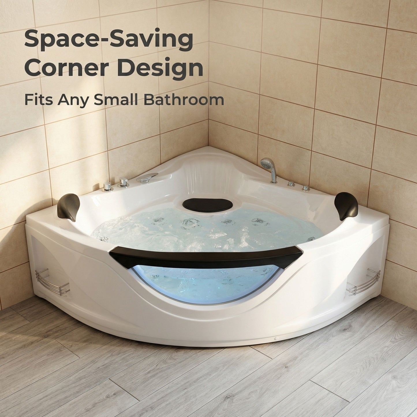 Xavier - Double Corner Massage Bathtub - Milk White