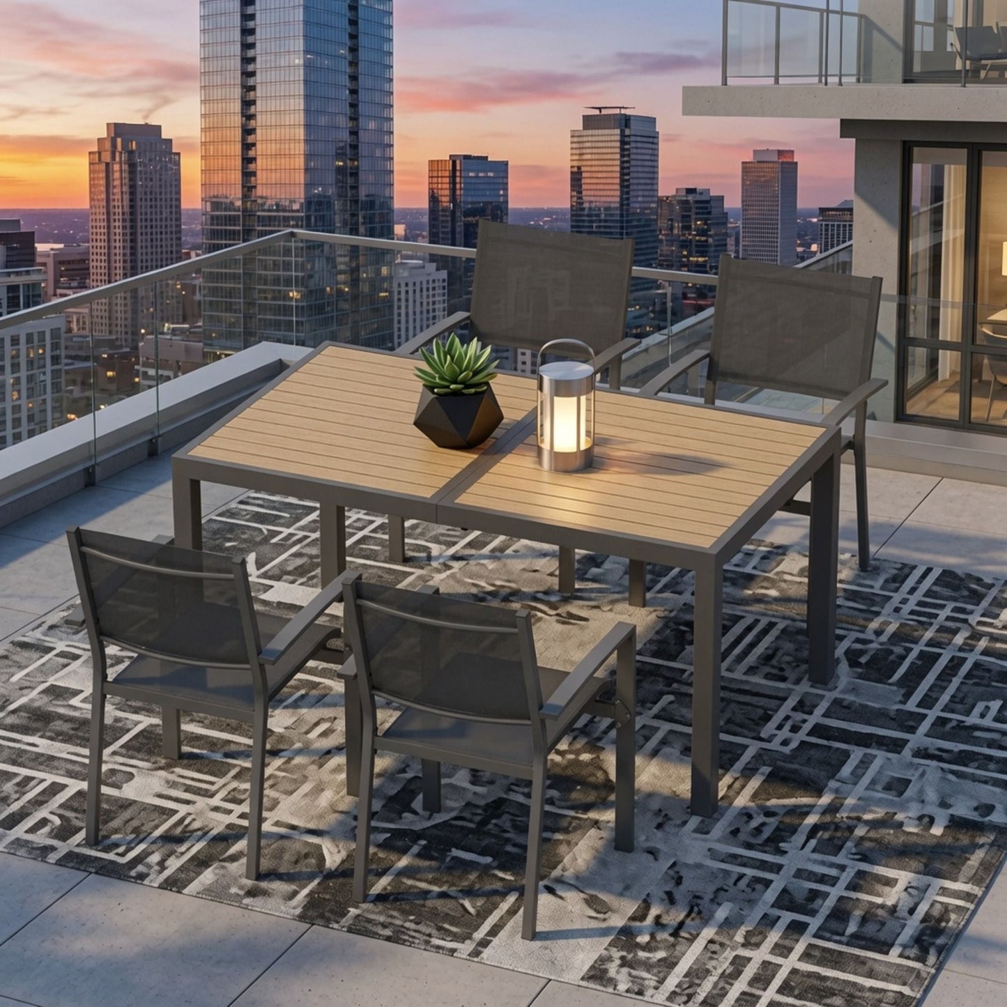 5 Piece Patio Dining Set With Table And Chairs For Outdoor Use - Gray