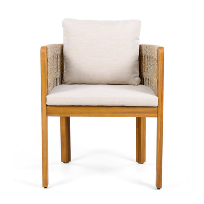 Outdoor Dining Chairs With Mix Rope Handles (Set of 2)