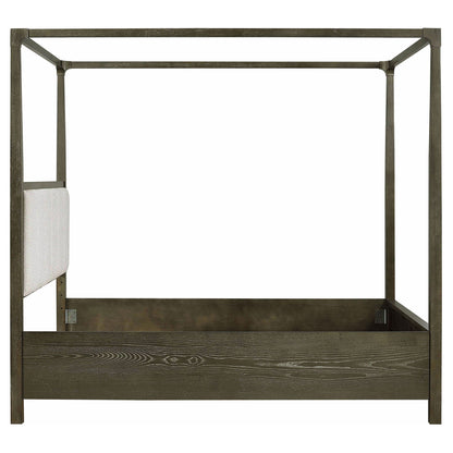 Sundance - Queen Canopy Bed With Upholstered Headboard - Dark Brown