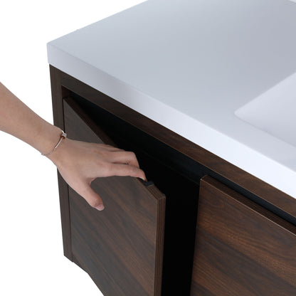 Floating Bathroom Vanity With Resin Sink And Soft Close Doors