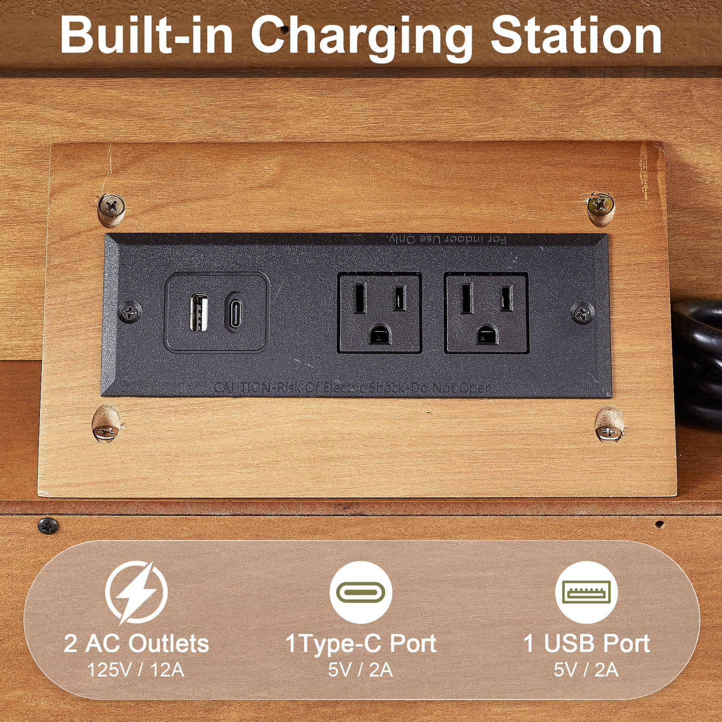 Nightstand With Charging Station Bedside Table With Drawer And Double Door Storage