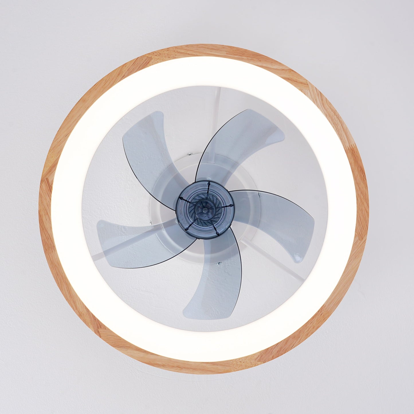 Ceiling Fans With LED Light Source And Remote Control, 3000 - 6500K Dimmable, 6 Speeds, Quiet DC Motor For Living Room - Natural Wood / White