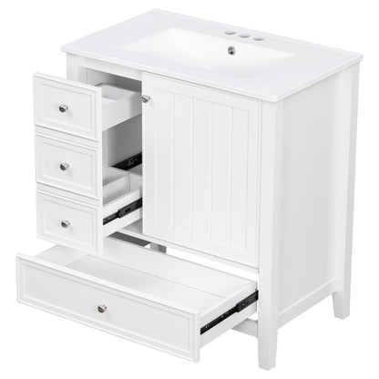 Modern Bathroom Vanity With Sink, 1 Cabinet & 3 Drawers