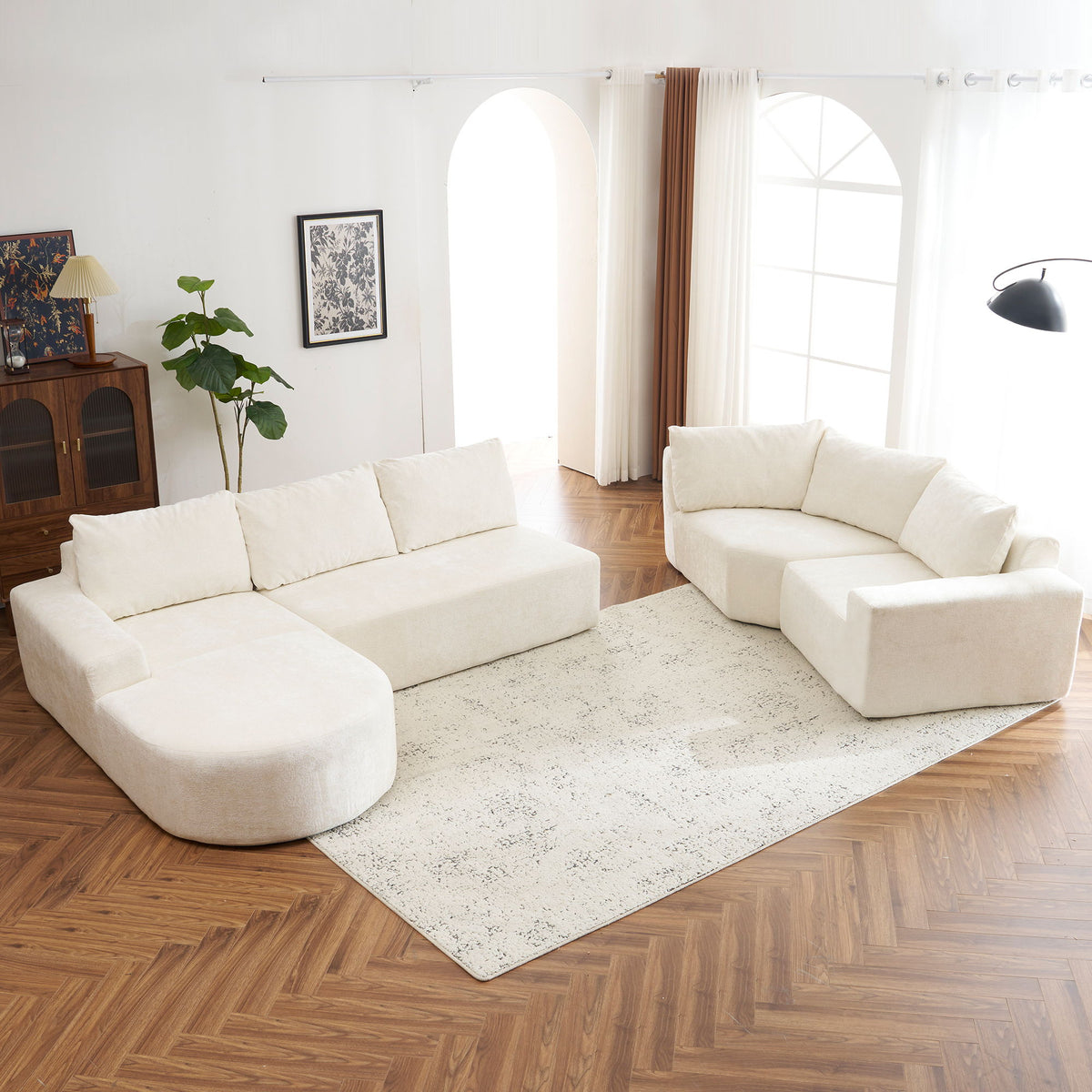 U-Shaped Oversized Modular Cloud Sectional Sofa With Deep Seat For Living Room