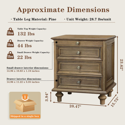 Nightstands With 4 Drawer, Storage End Table With Hidden Pull Out Shelf