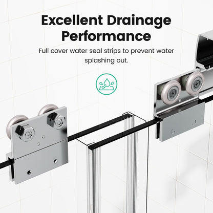 Semi Frameless Double Sliding Shower Door With Tempered Glass