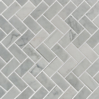 Heringbone Carrara Mosaic Wall & Floor Tile ( $23.62/sq.ft)