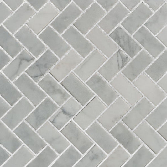 Heringbone Carrara Mosaic Wall & Floor Tile ( $23.62/sq.ft)