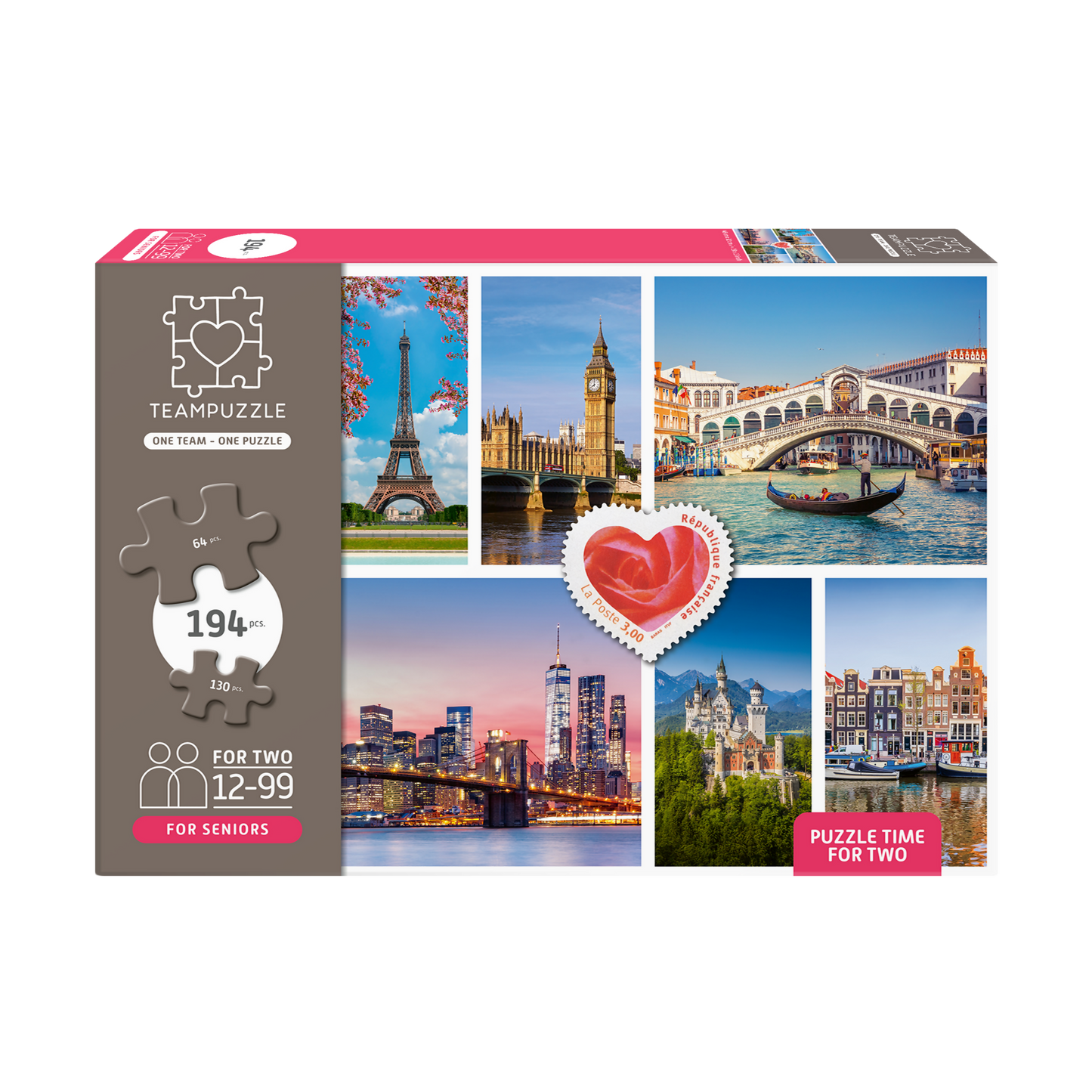 TEAMPUZZLE FOR SENIORS: Cities – 194-Piece Senior Jigsaw Puzzle – Large & Small Puzzle Pieces – Ages 12–99