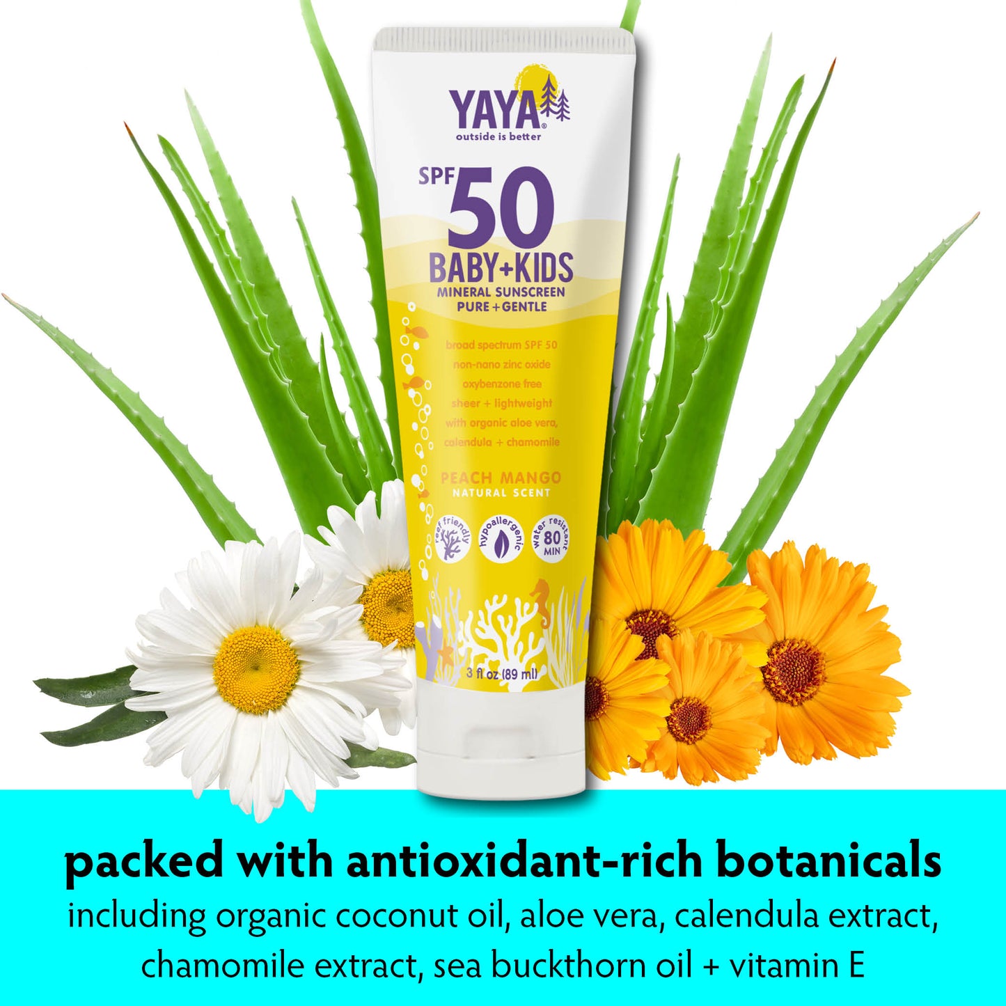 Baby + Kids SPF 50 Mineral Sunscreen lotions, 2 pack, 3 fl oz ea