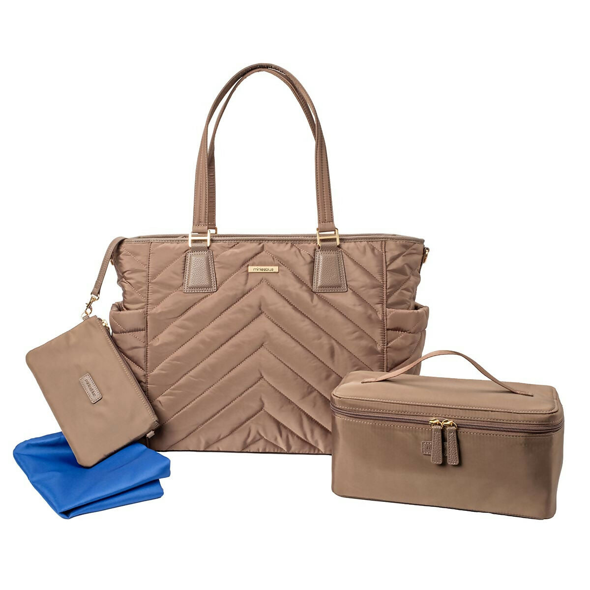 MinkeeBlue Puffer Ella Tote with Lunch & Shoe Bag