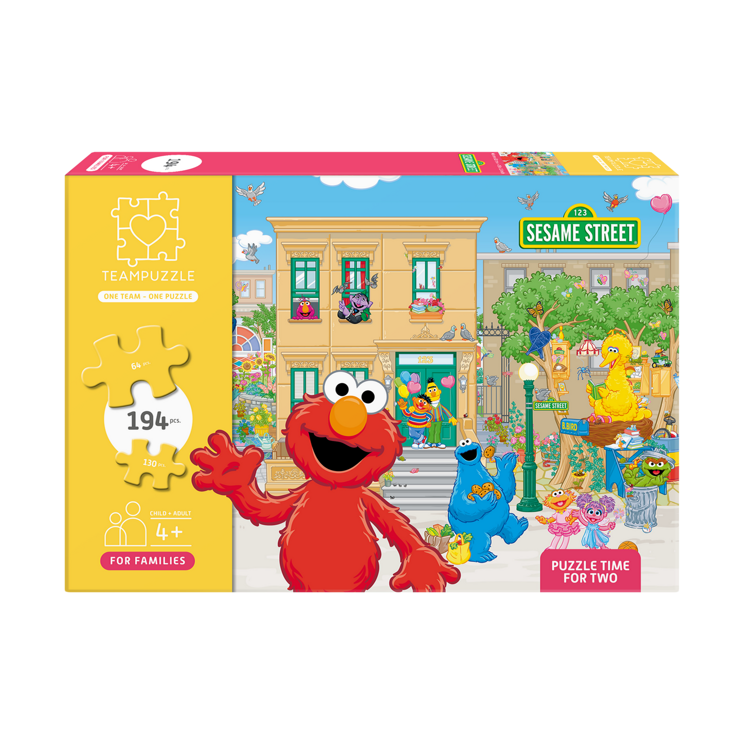 TEAMPUZZLE FOR FAMILIES: Sesame Street – 194-Piece Child & Adult Jigsaw Puzzle – Large & Small Puzzle Pieces – Ages 4+