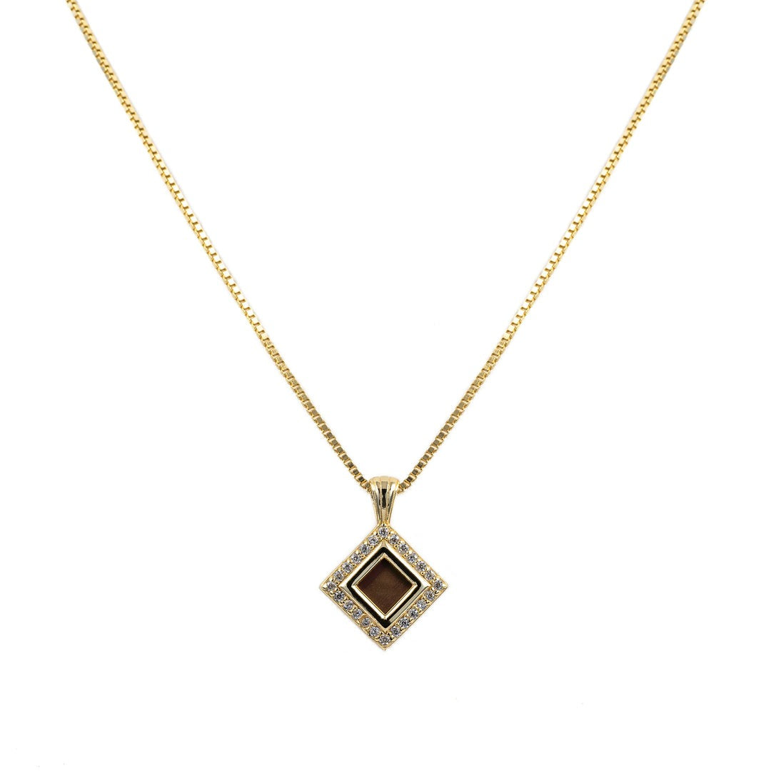 Bond Necklace - 18k  Yellow Gold-Plated with White CZ