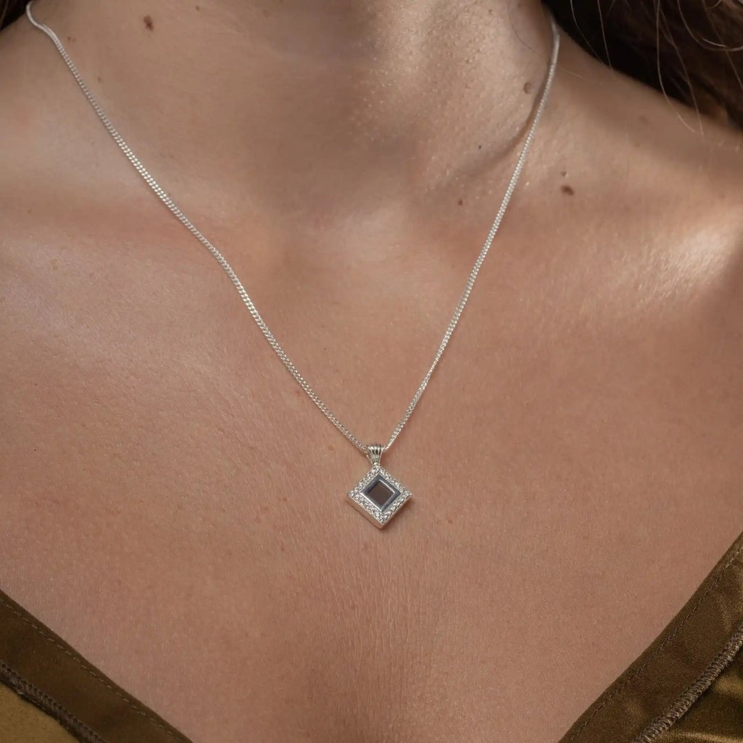 Bond Necklace - Sterling Silver with White CZ